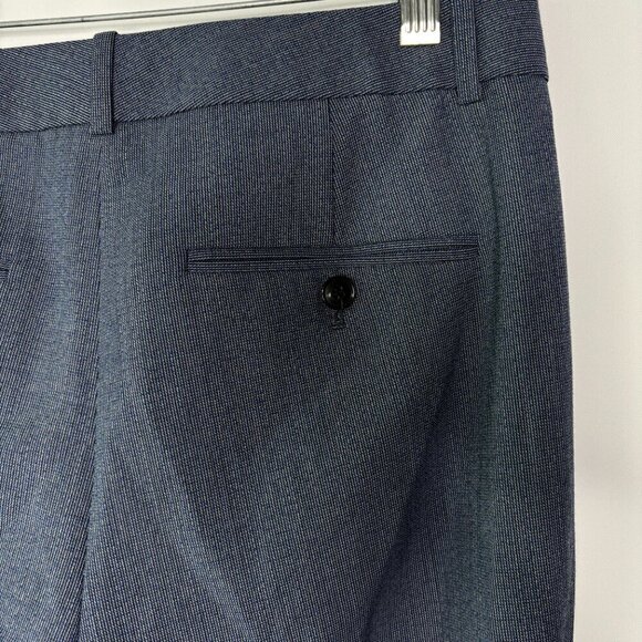 Theory Women's Testra 2B Spring Blue Multi Flat Front Wool Dress Pants Size 4 - Picture 9 of 10